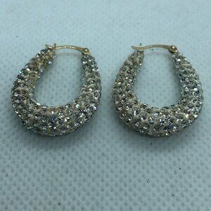 9ct Yellow Gold Crystal Set Hoop Earrings